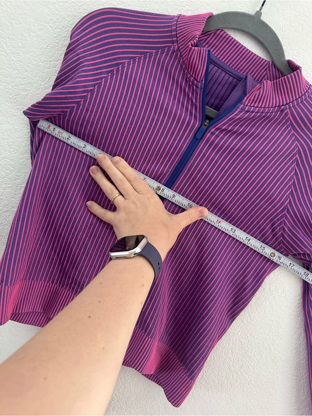 Lululemon Rest Less Cropped Half Zip Top Psychic Sonic Pink Purple Ribbed Size 2